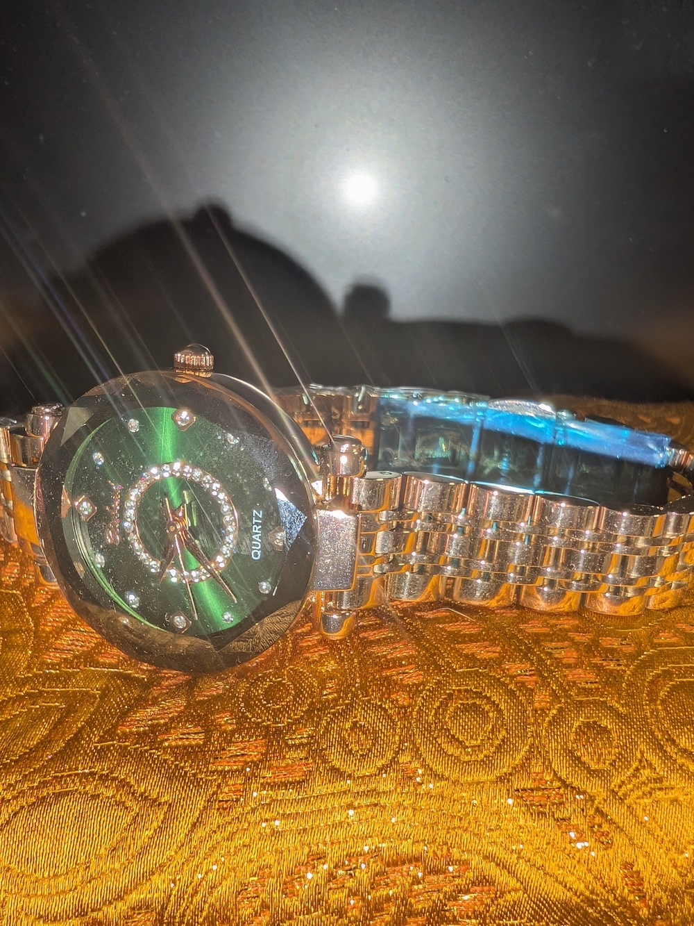 Quartz Women's Rose Gold Bracelet Watch with Green Dial
